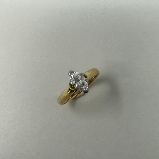 18K Gold Ring with 0.71 Marquise Cut Diamond