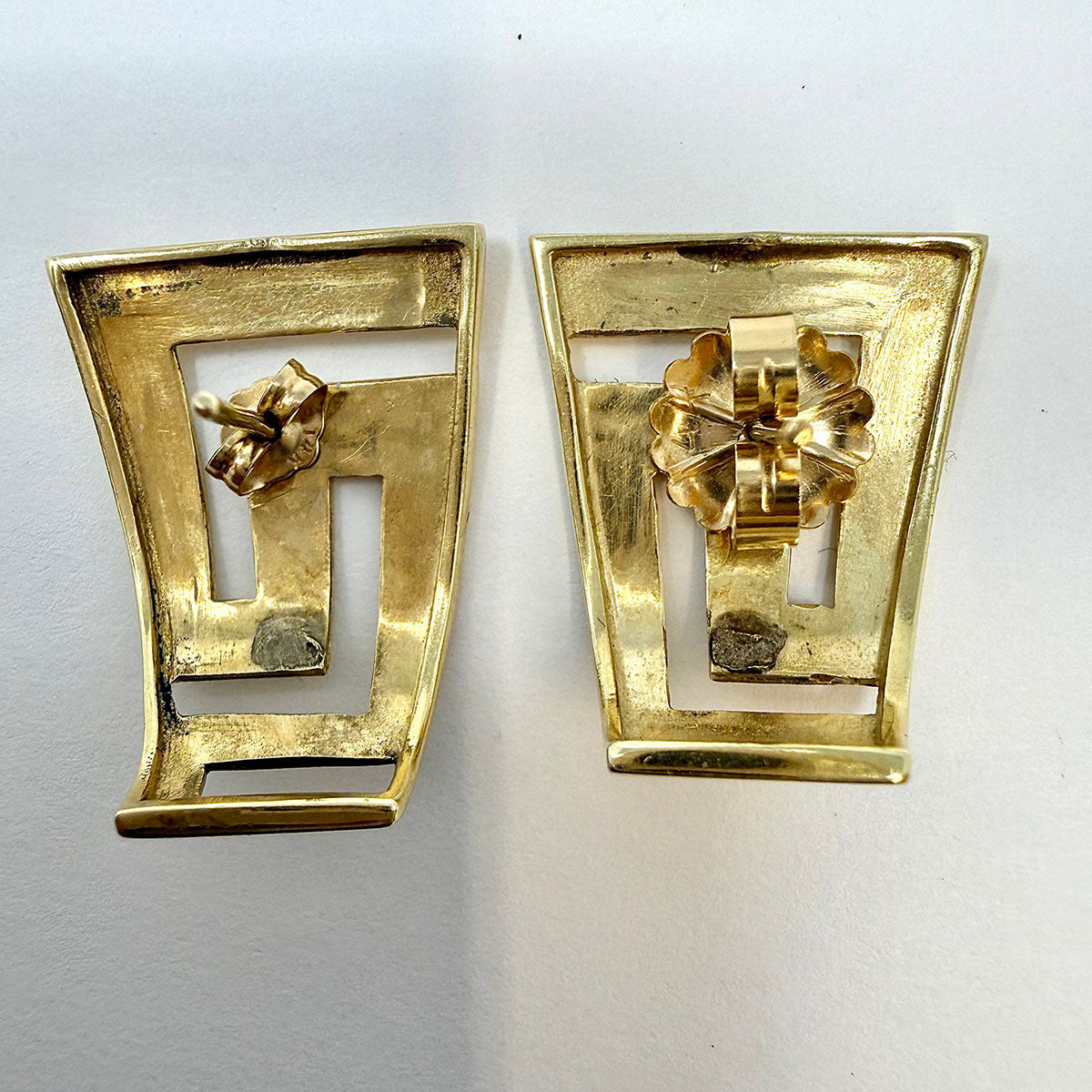 14K Gold Greek Key Earrings