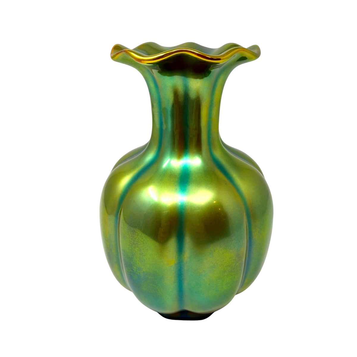 Zsolnay Vase Eosin Green/Gold Luster Signed