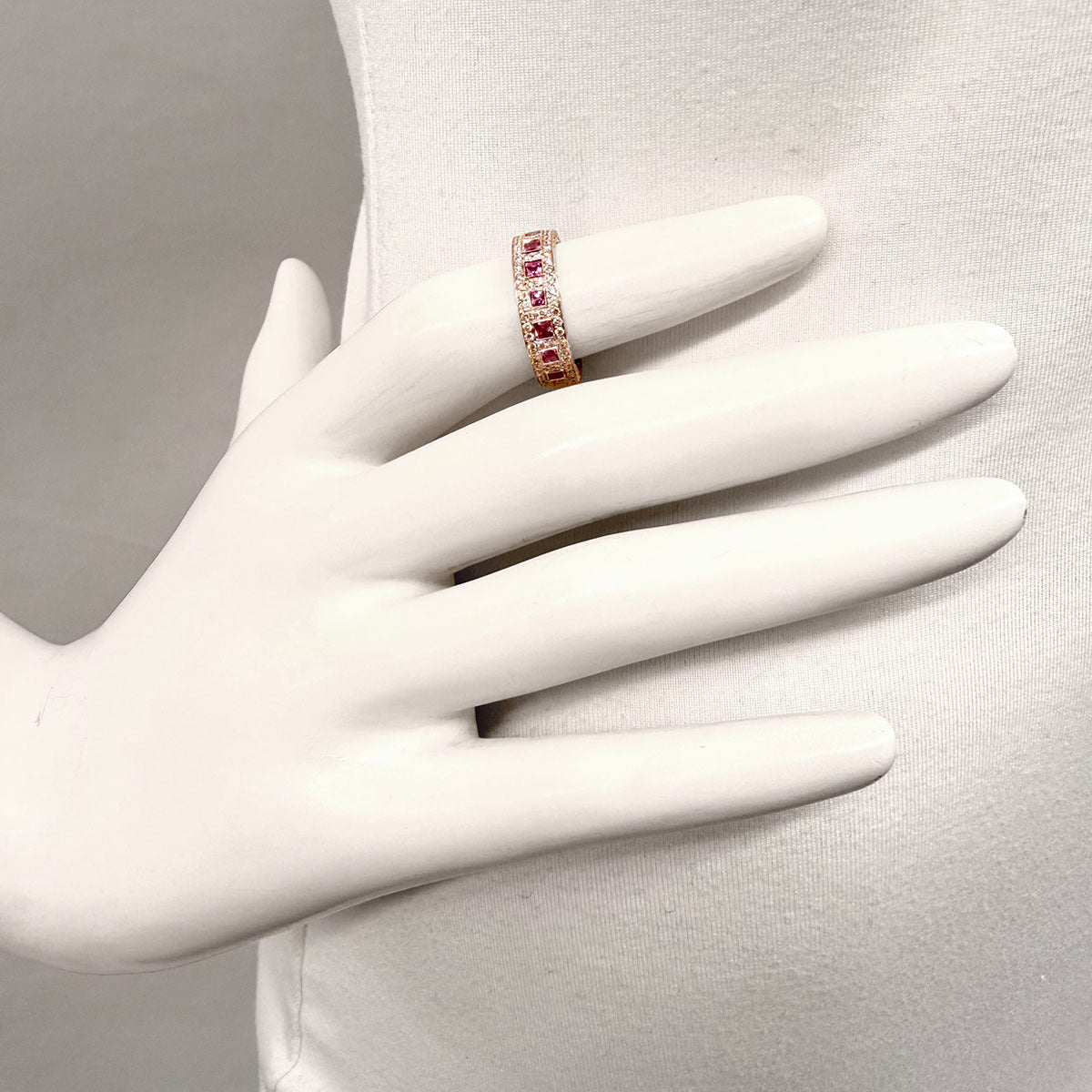 Bez Ambar 18K White Band with Diamond and Sapphire
