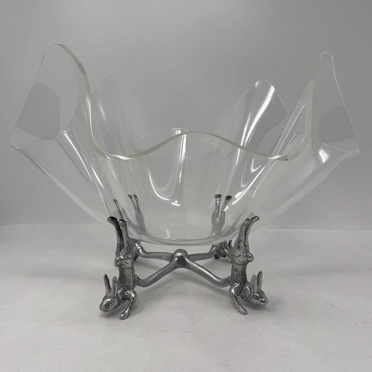 Arther Court Acrylic Handkerchief Bowl with Rabbit Stand