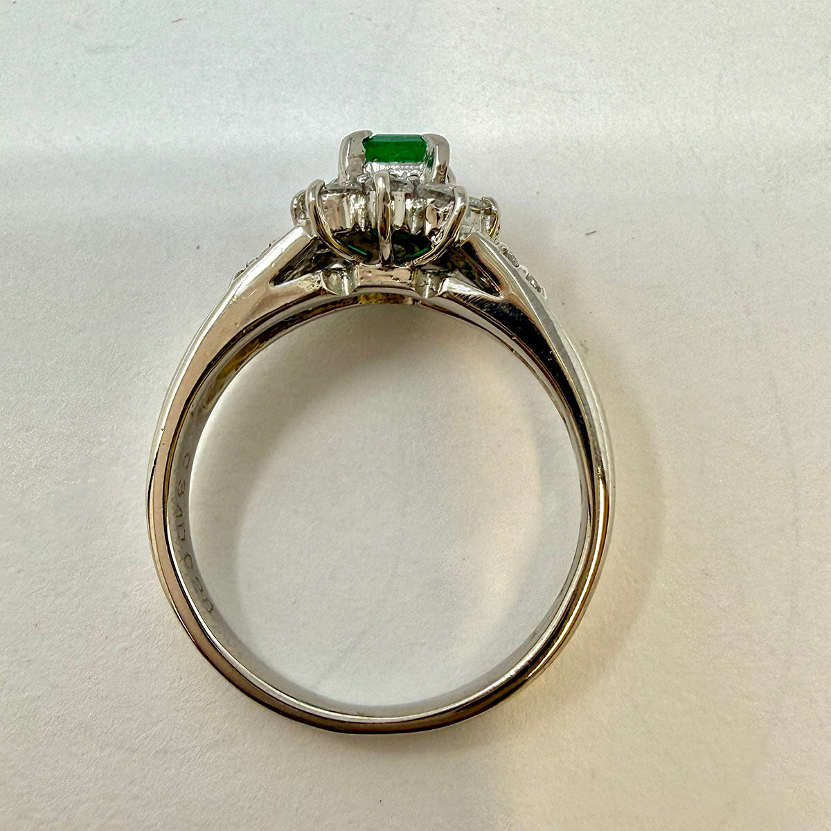 Platinum, Emerald and Diamond Ring