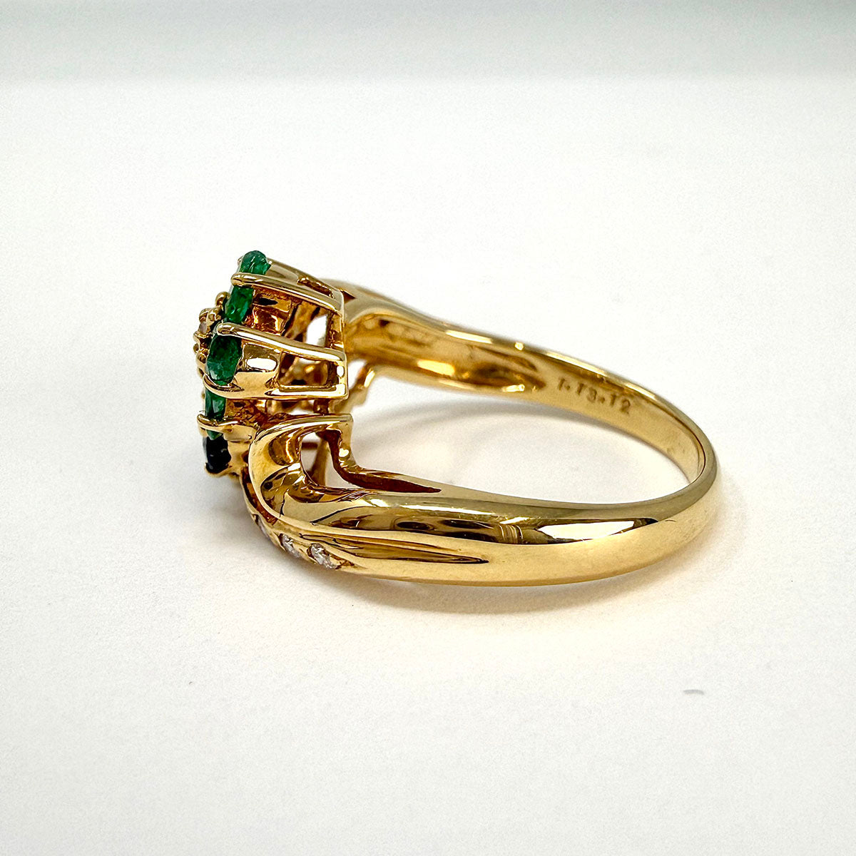 18K Gold with Emerald and Sapphire Flowers with Diamonds