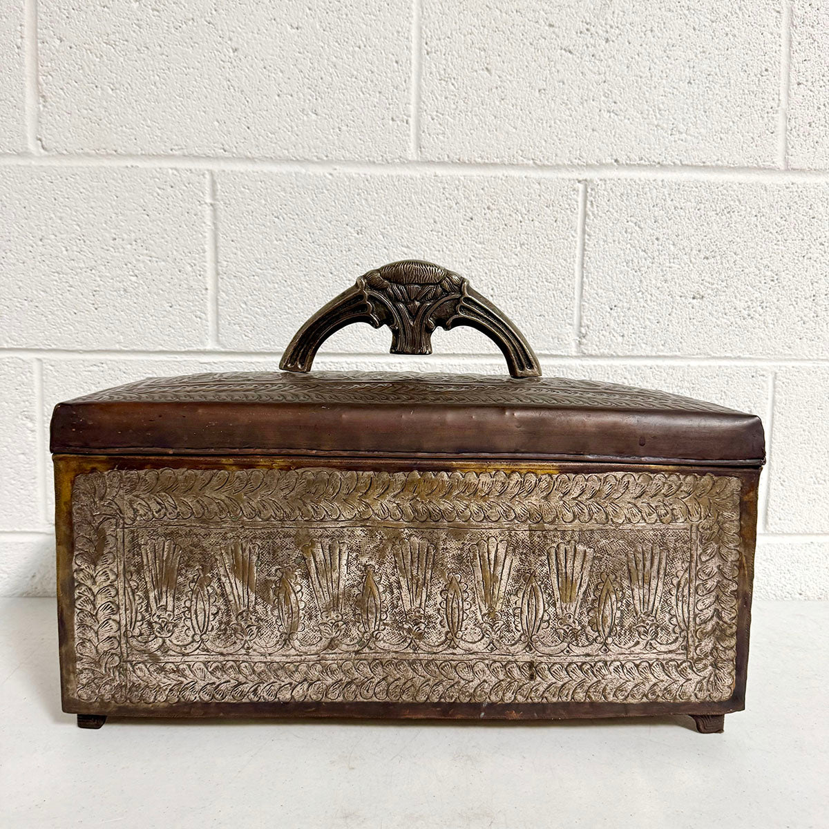 Large Etched Metal Box with Lid