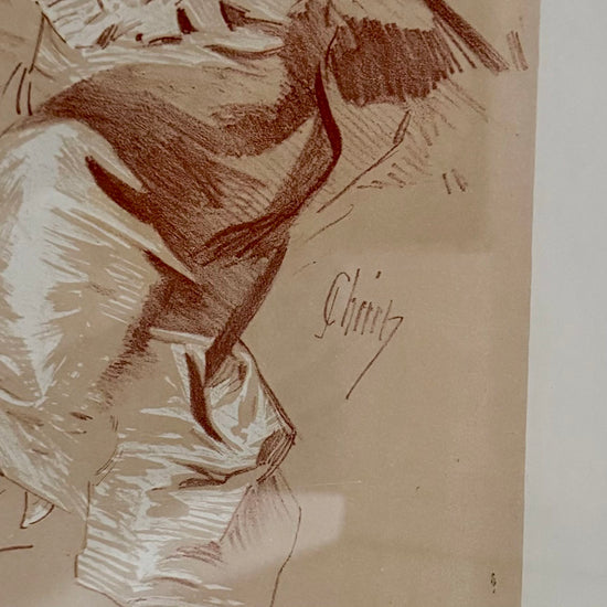 "Femme Jouant Le Mandoline"  Lithograph  Blindstamped Les Maitre de L'affiche