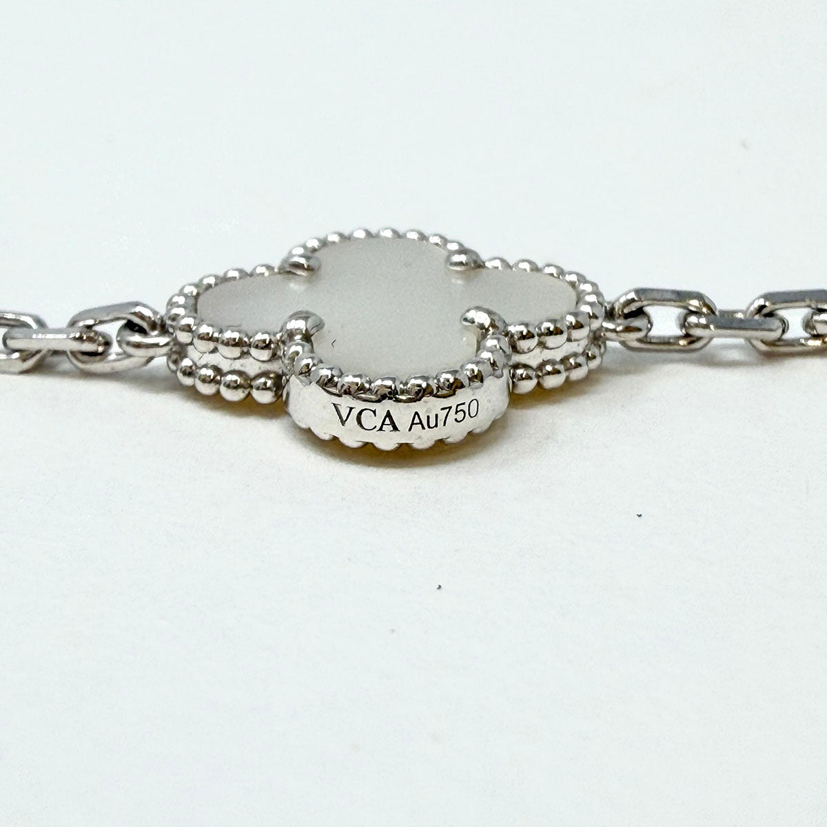 Van Cleef & Arpels 18K White Gold 10 Motif Vintage Alhambra MOP Necklace