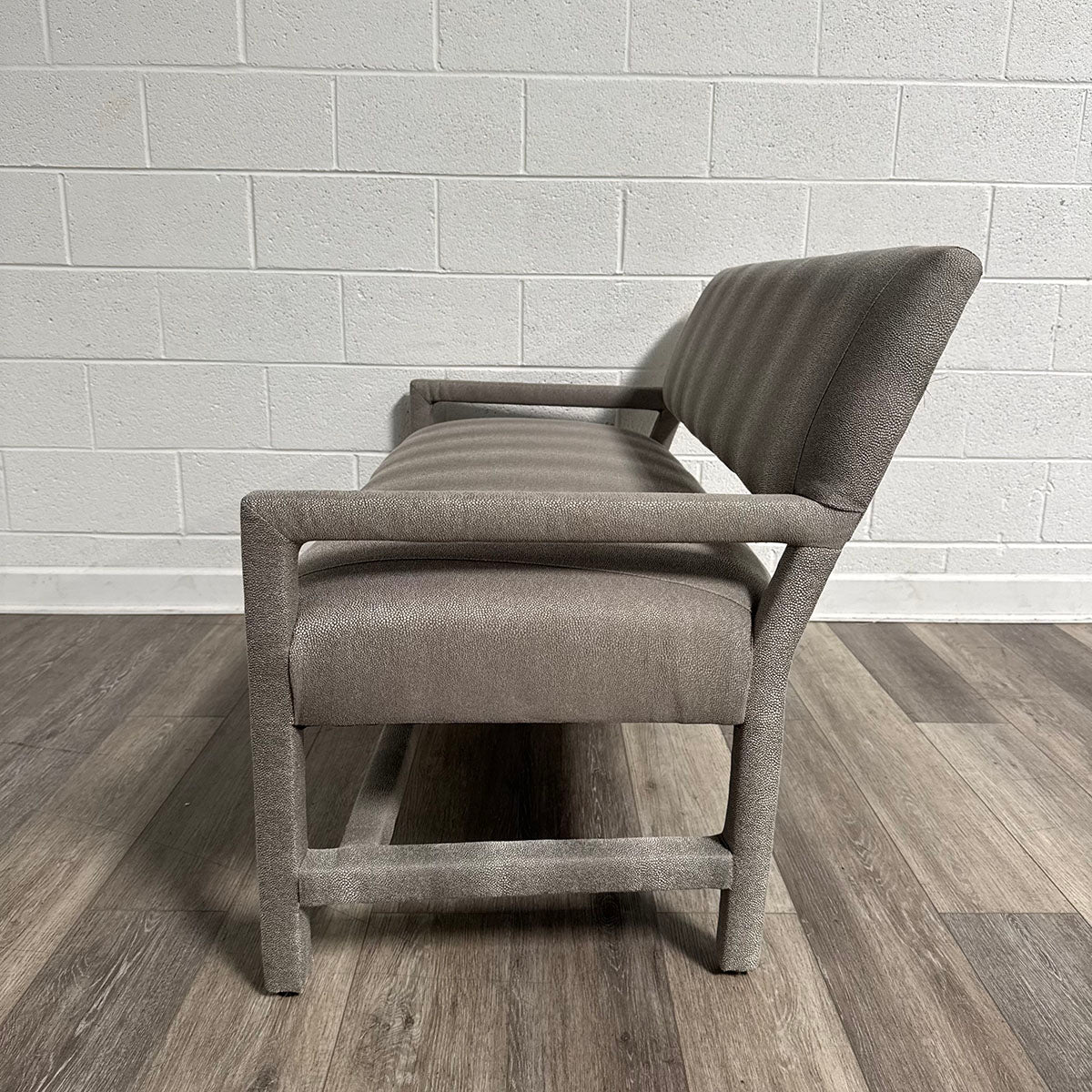 Upholstered Gray Loveseat  Bench