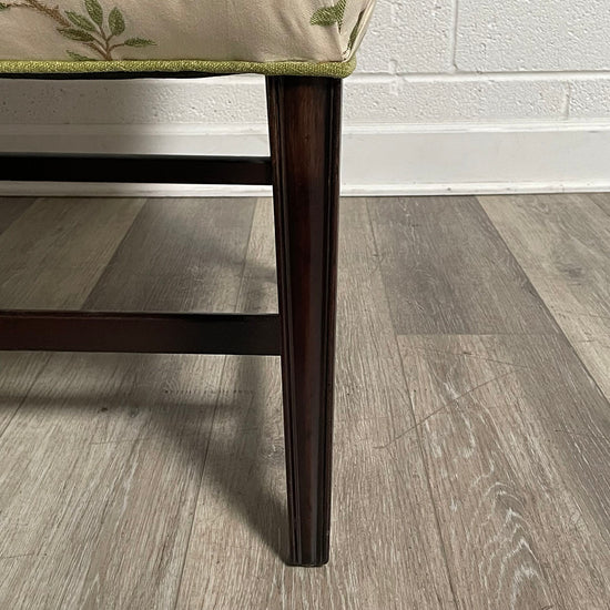 Le Bergere Cream/Green Upholstered Accent Chair with Mahogany