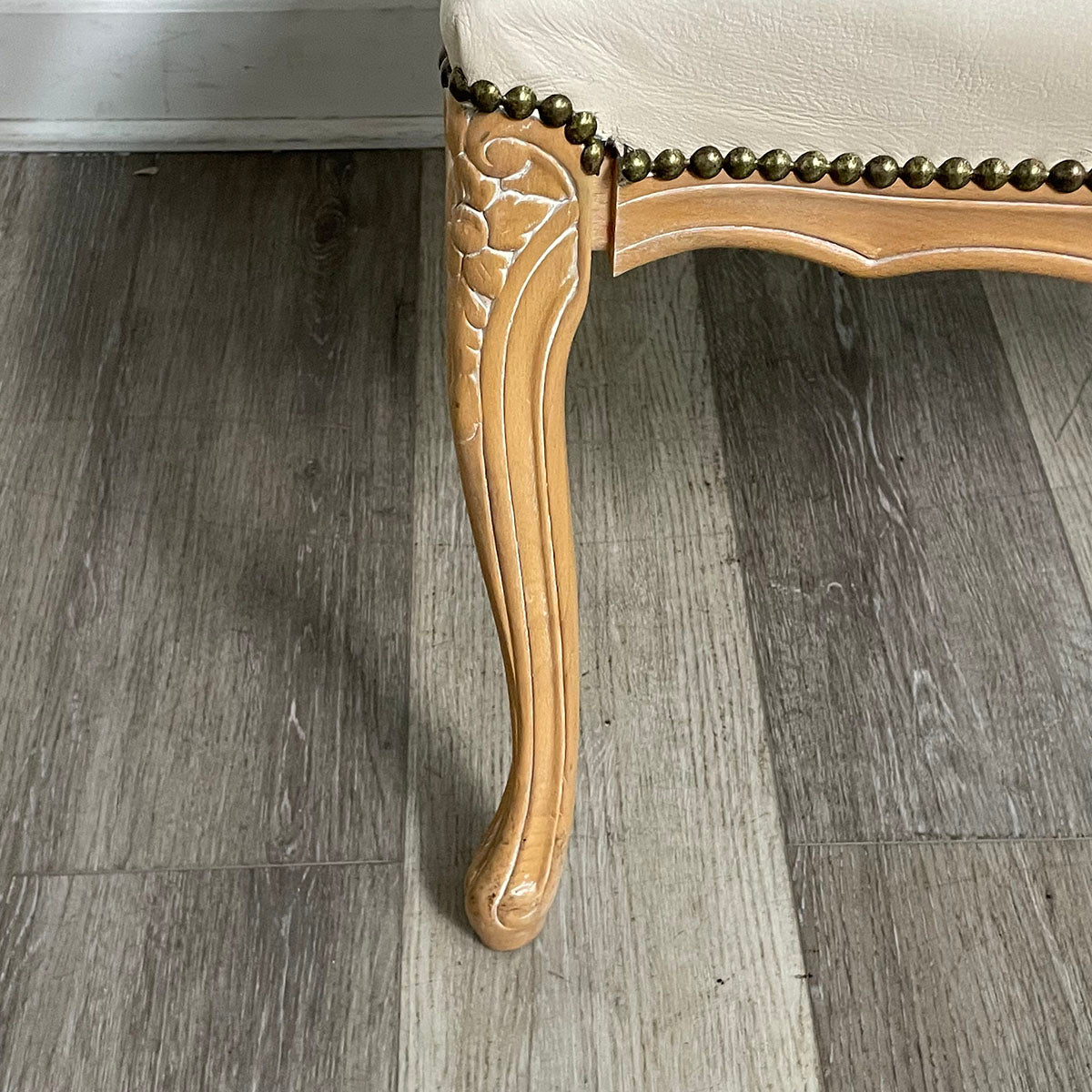 Pair of French-Style Leather Chairs With Nail Head Accents