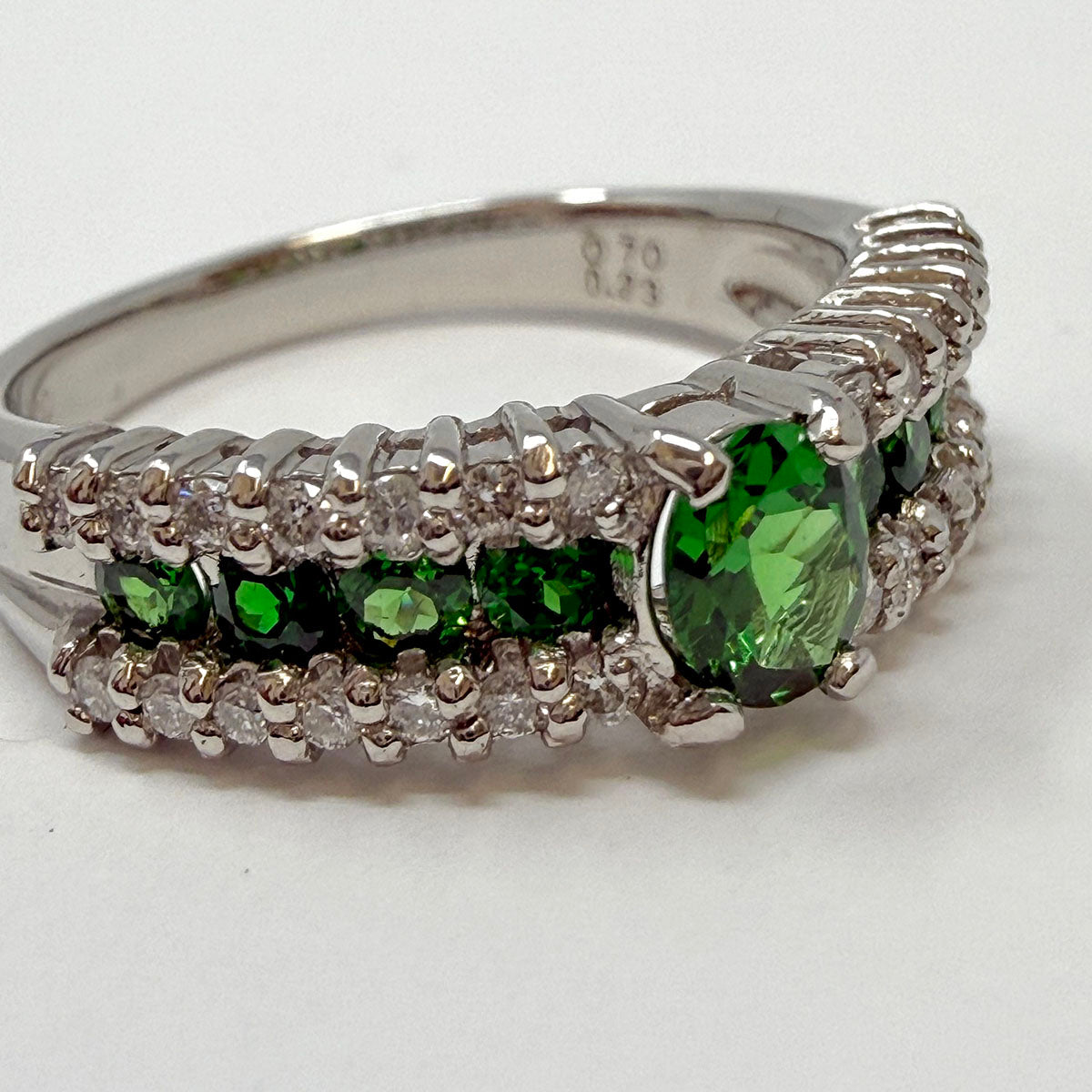 Platinum Garnet and Diamond Ring