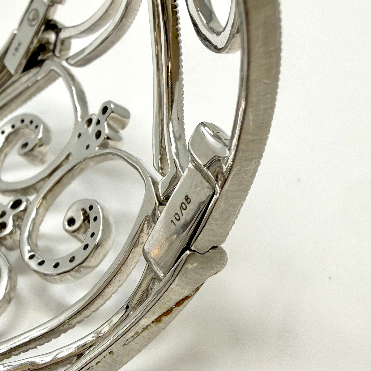 Leslie Greene Wide 18K White Filigree Diamond Cuff Bracelet - appraisal