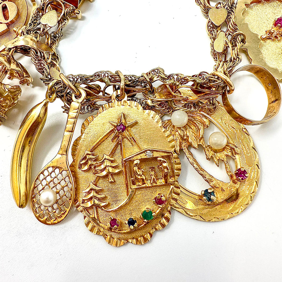 14K Gold Multi Charm  Bracelet