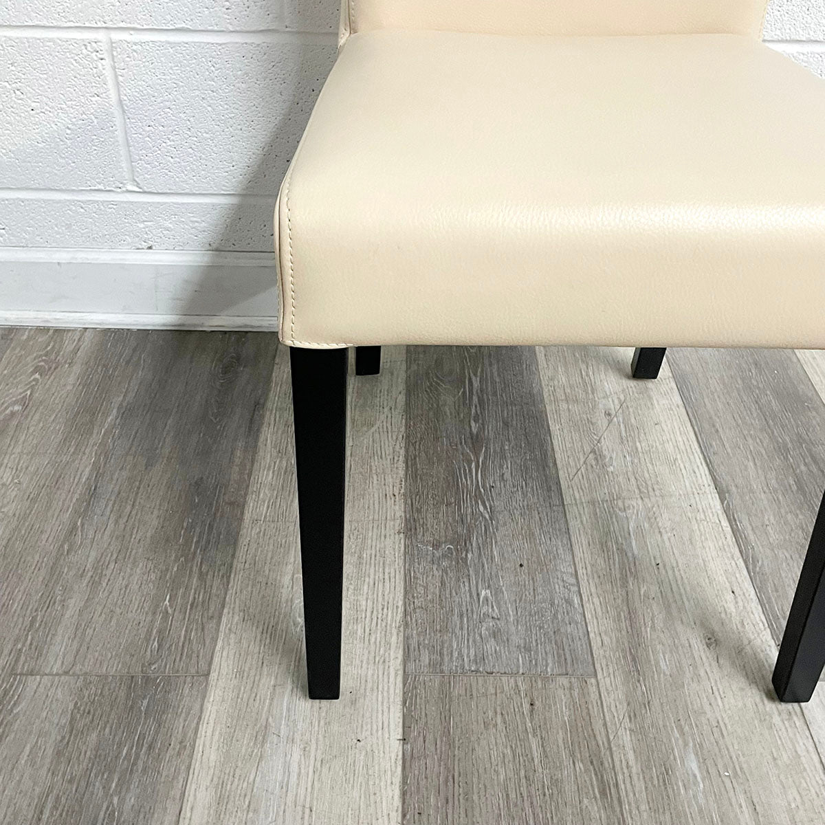 Set of 4 Crate & Barrel Cream Leather Dining Chairs