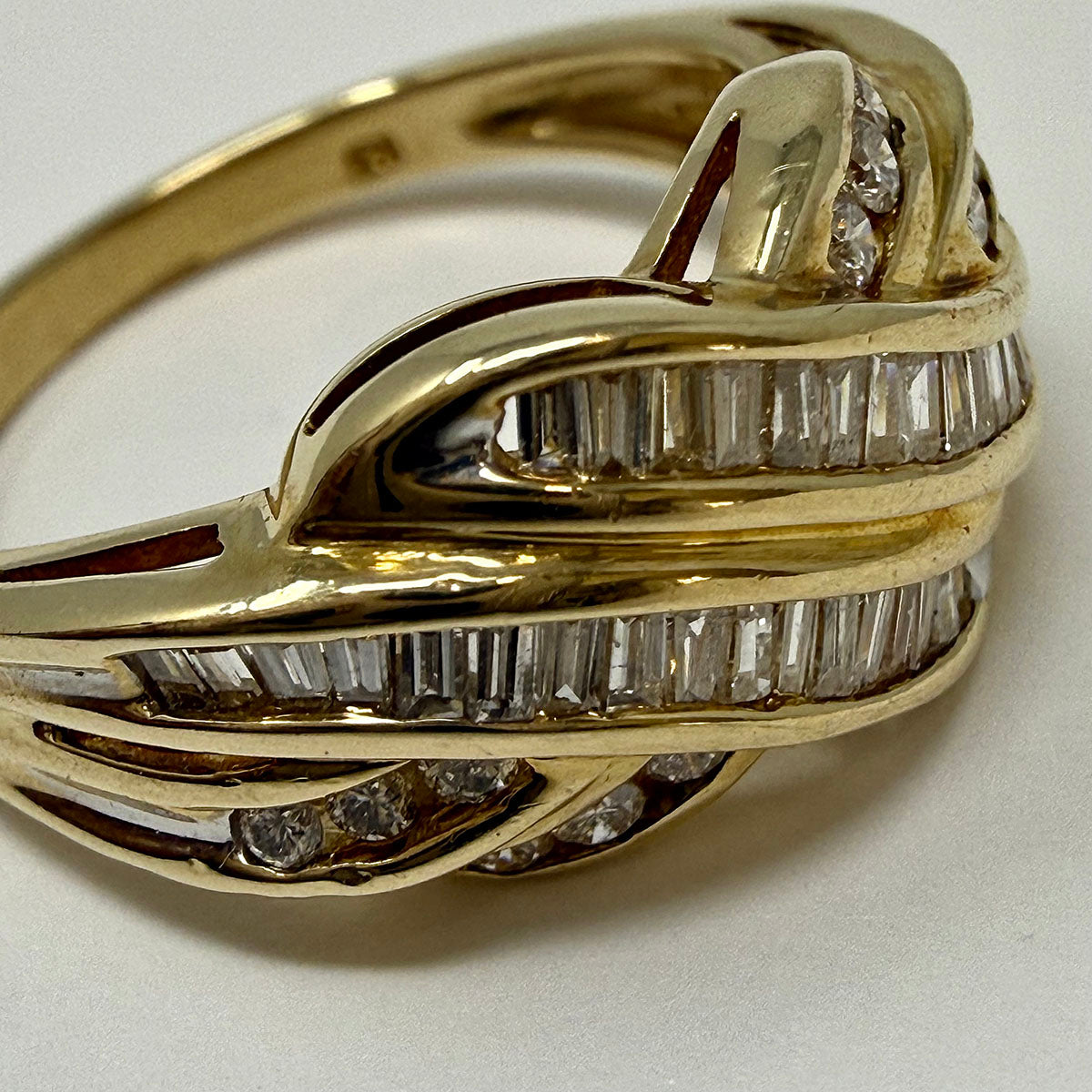 14K Gold Diamond Crossover Ring