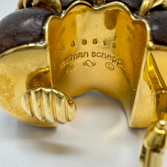 Seaman Schepps Wood and 18K Gold Shrimp Earrings