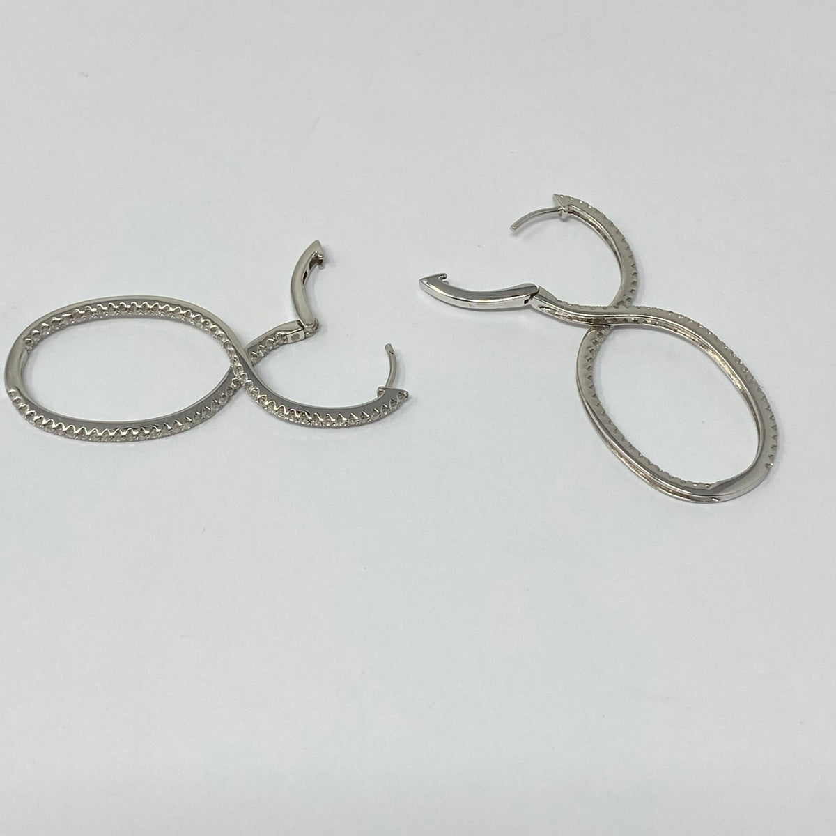 14K White Gold Infinity Hoop Inside Out Diamond Earrings