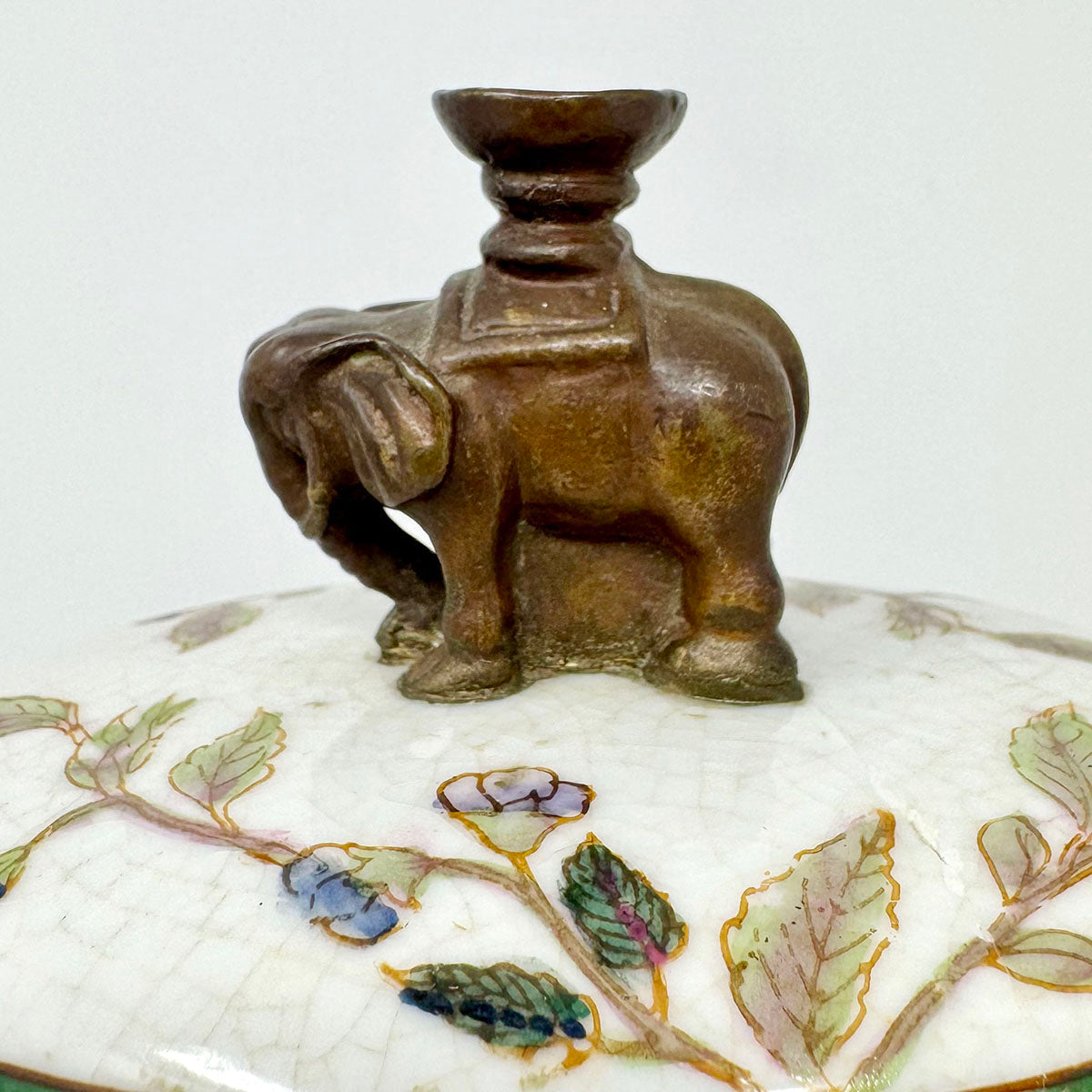 Famille Porcelain Tea Jar with Elephant Finial