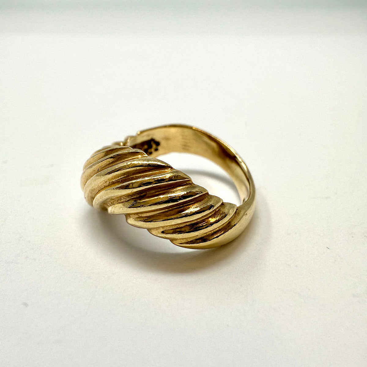 14K Gold Ribbed Ring