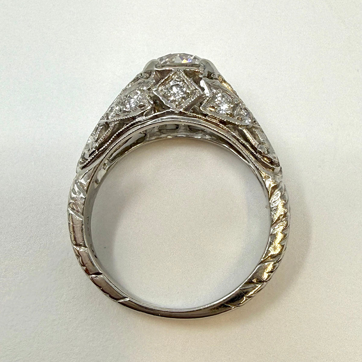 Platinum Vintage Ring with 1.25ct European Cut Diamond