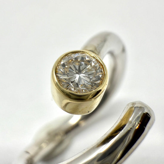 14K White Gold Bypass Ring with Diamond