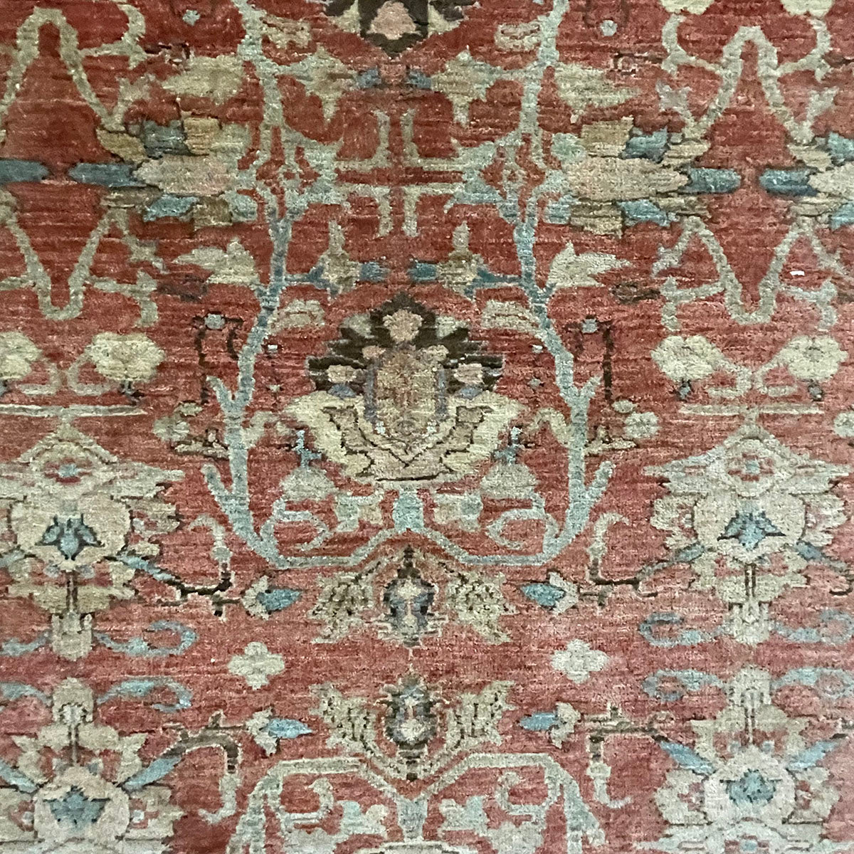 Vintage Area Rug with Geometric Design Some Fading