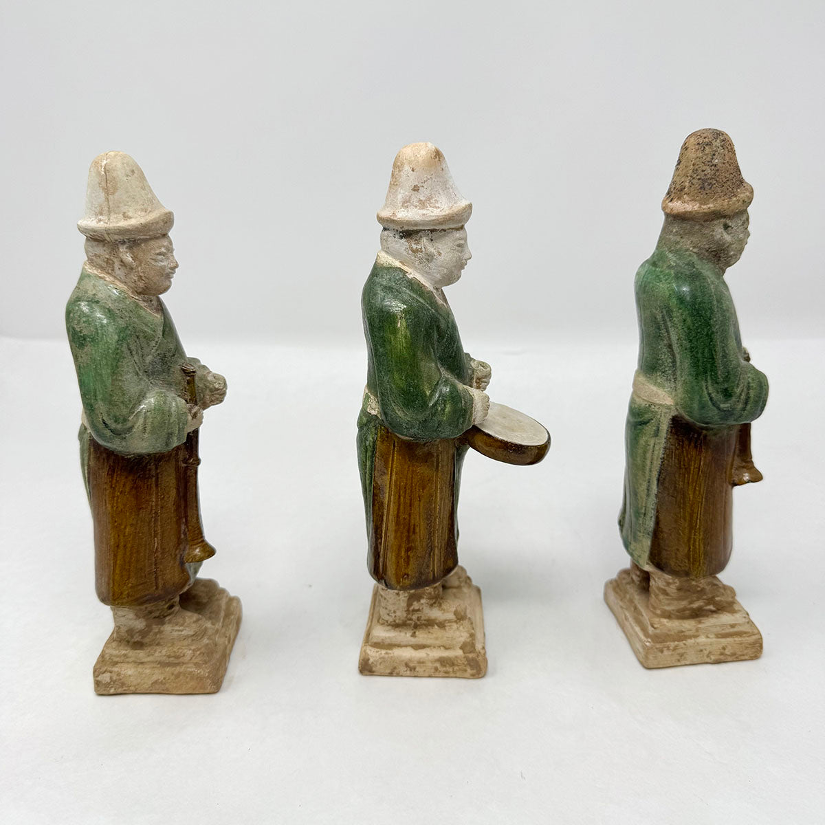 Set of Three Glazed Pottery Figures of Musician Ming Dynasty