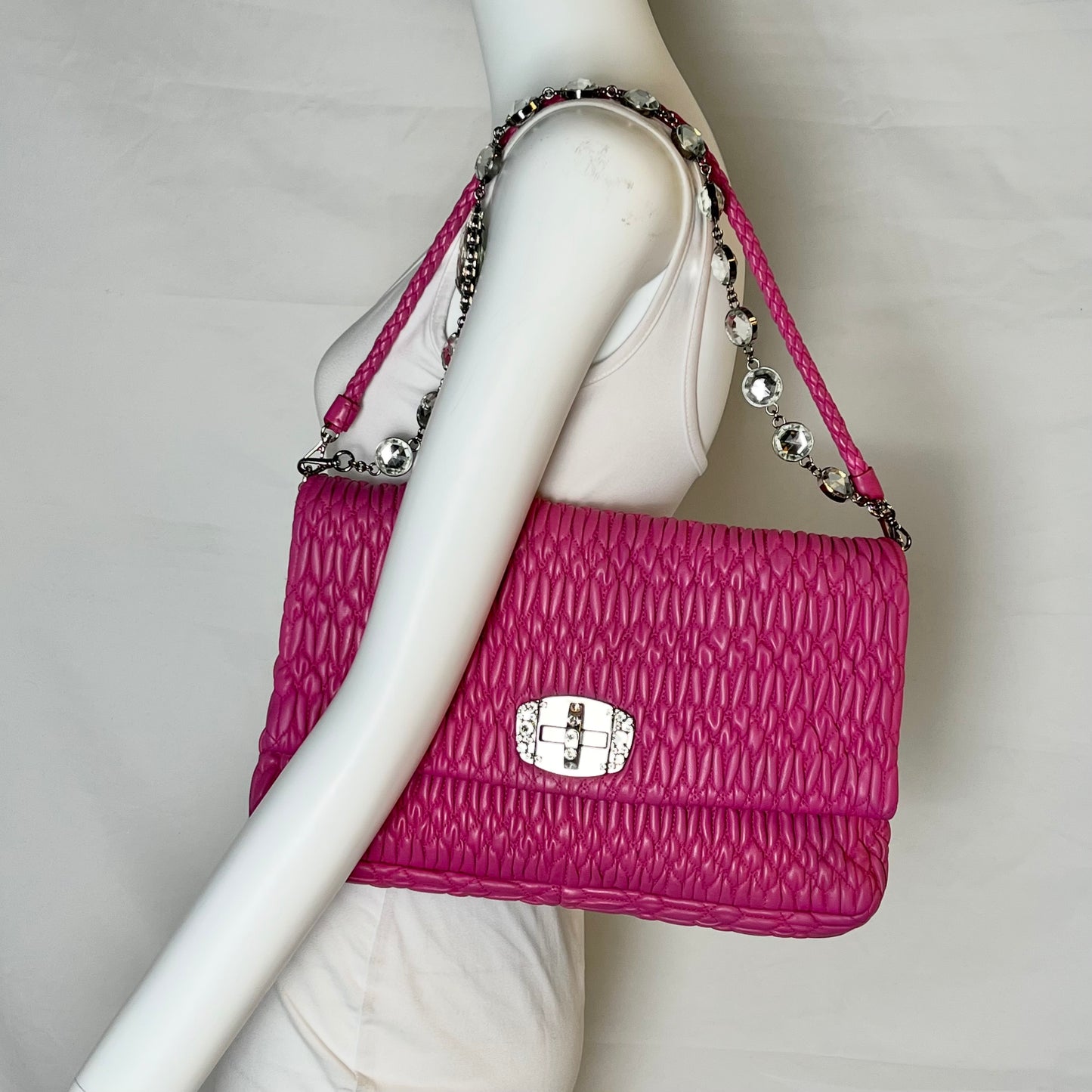 Miu Miu Crystal Matelasse Shoulder Bag