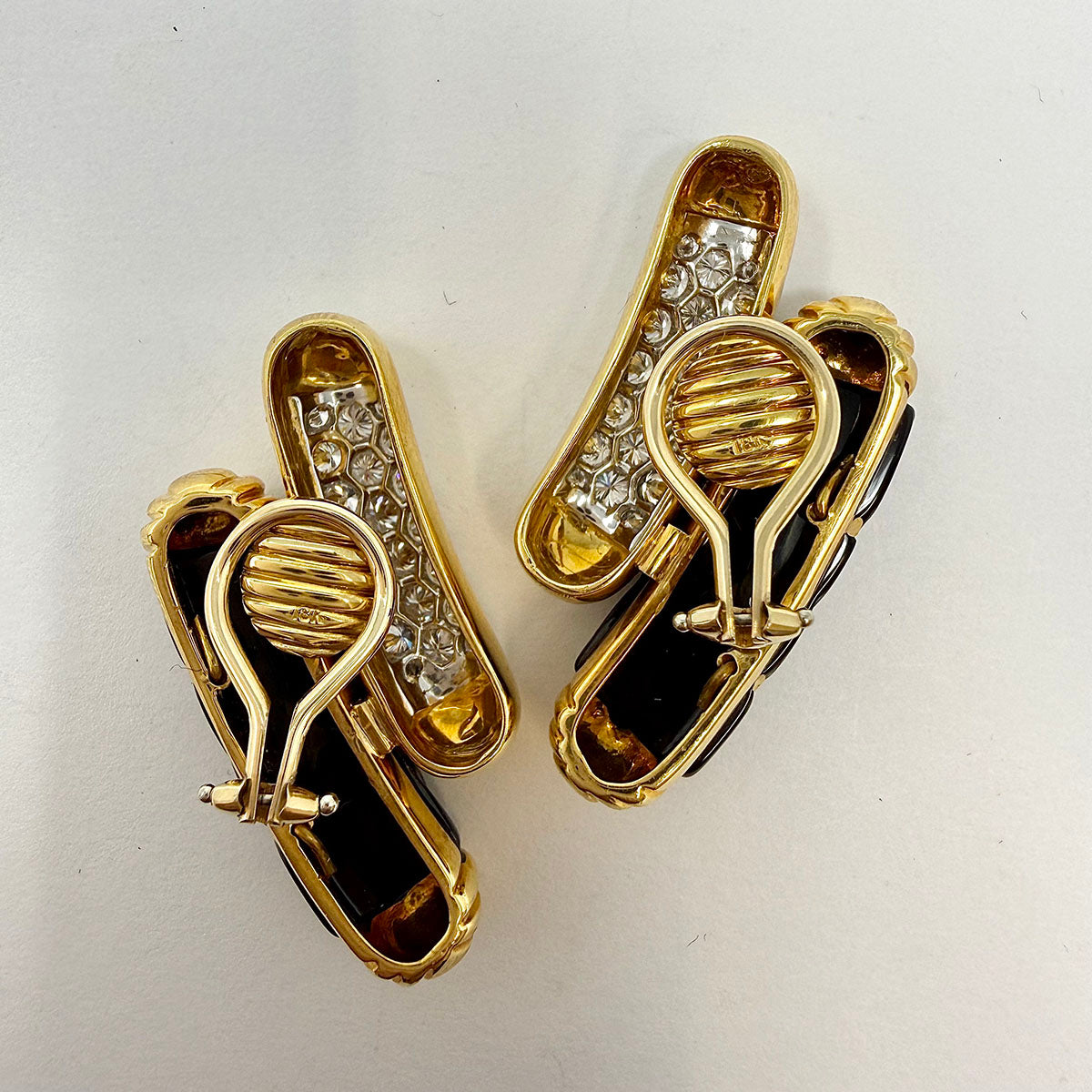 Montreaux 18K Gold and Platinum Onyx and Diamond Earrings