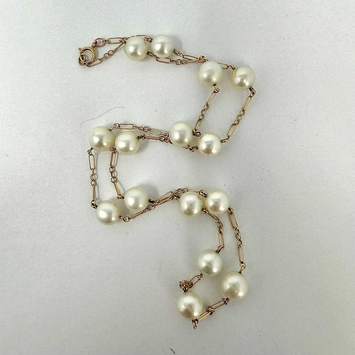 14K Gold Chain Necklace with Freshwater Pearls
