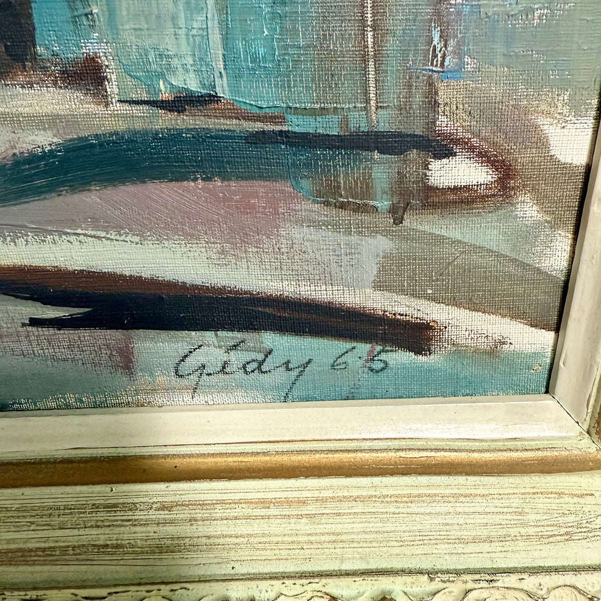Parisian Street Scene Painting Signed 1968