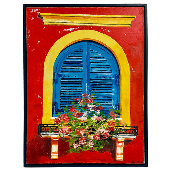 "European Shuttered Window with Flower Box" Signed and Dated '03