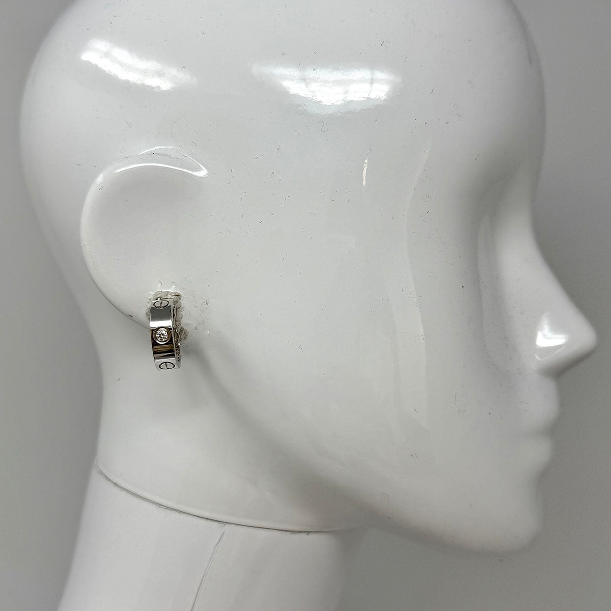 Cartier 18K White Gold LOVE Diamond Hoop Earrings