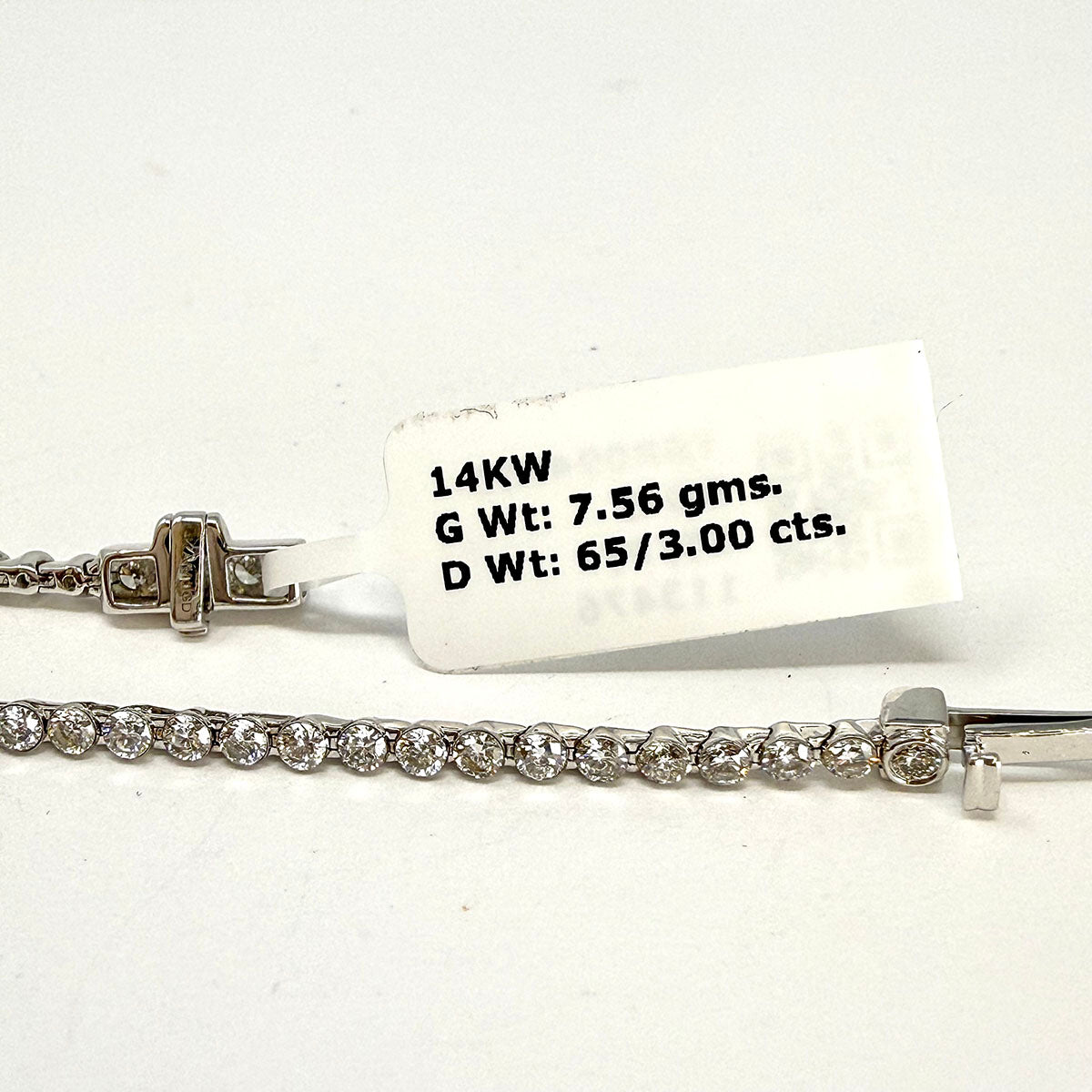 14K White Gold Bracelet with Round, Marquise and  Emerald Cut Lab  Diamonds