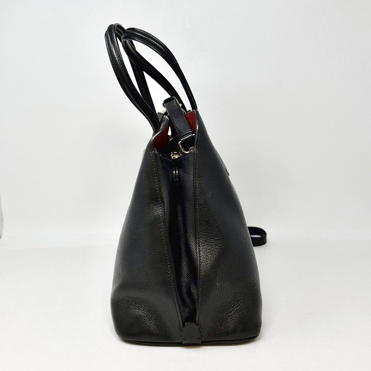 Prada Double Handle Tote with Red Strap