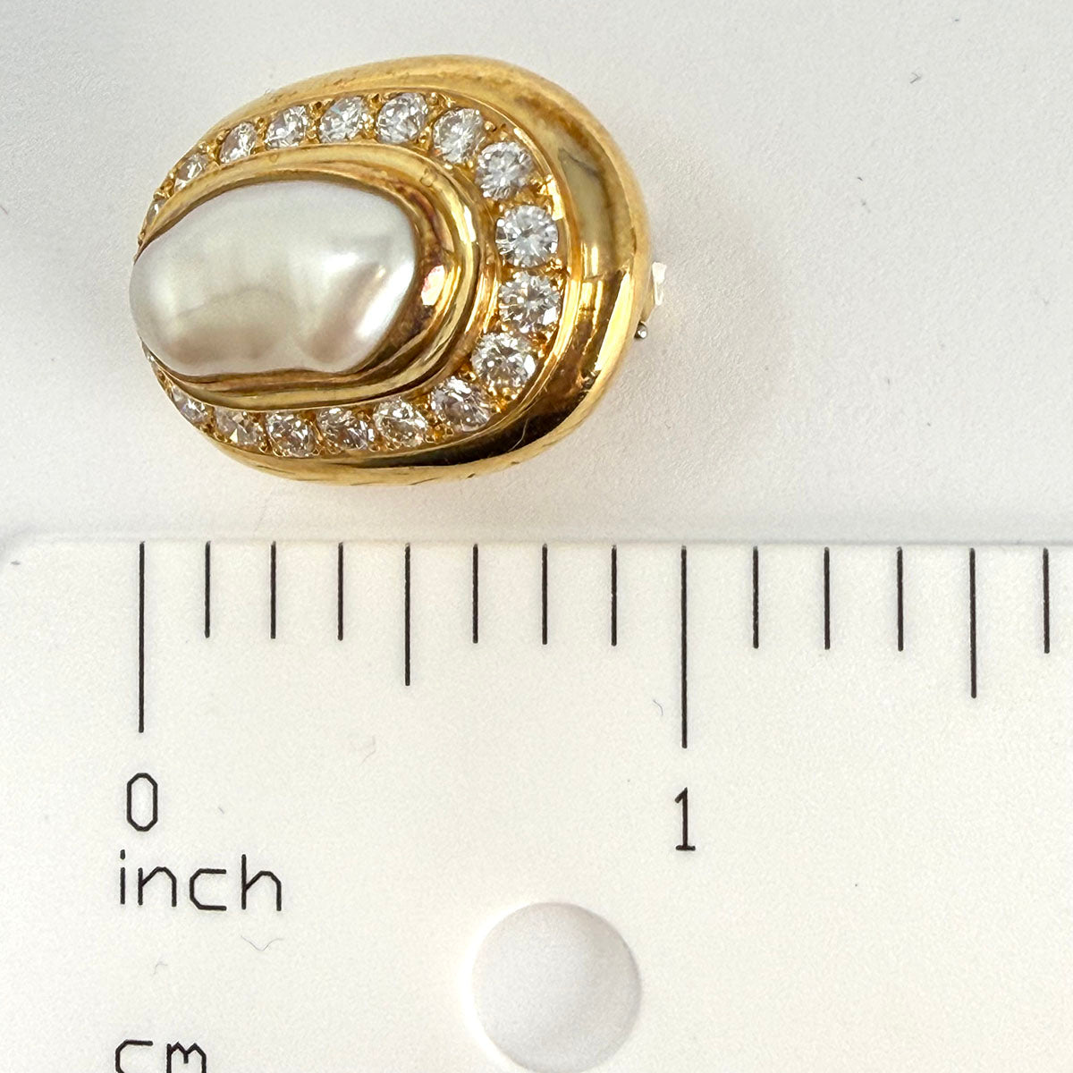 Susan Berman 18K Gold with 2 Baroque Biwa Pearl and Diamond Earrings