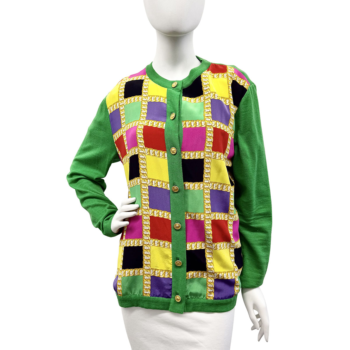 Celine Vintage Geometric Print Cardigan with Celine Top