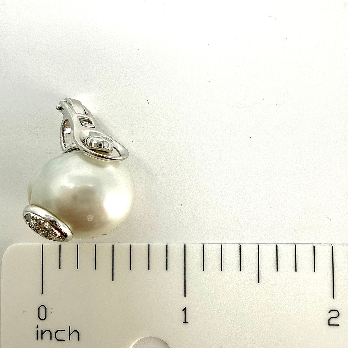 18K White Gold South Sea Baroque Pearl Clip-on Earrings with Diamonds