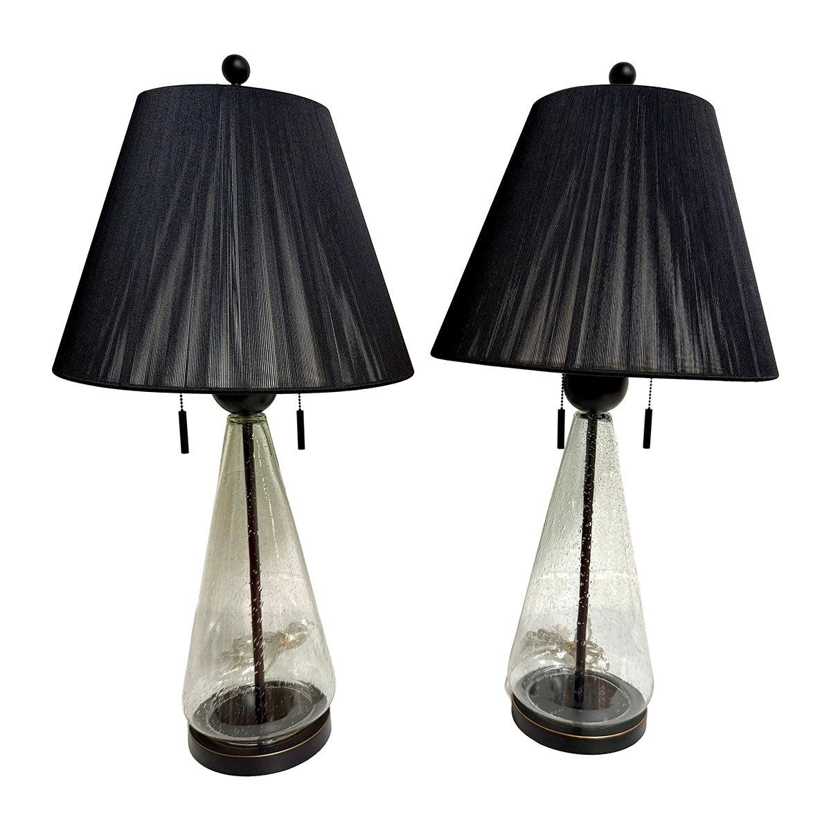 Pair of Crackle/Beaded Glass Lamps