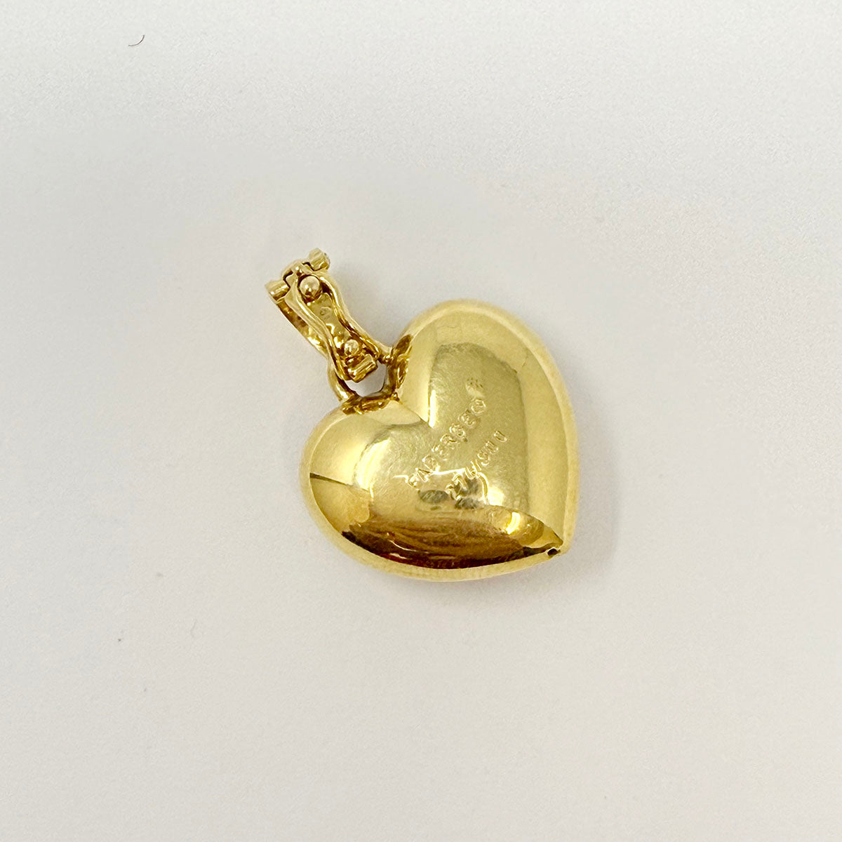 Faberge 18K Gold Heart Shaped Pendant with Blue Enamel and Diamonds