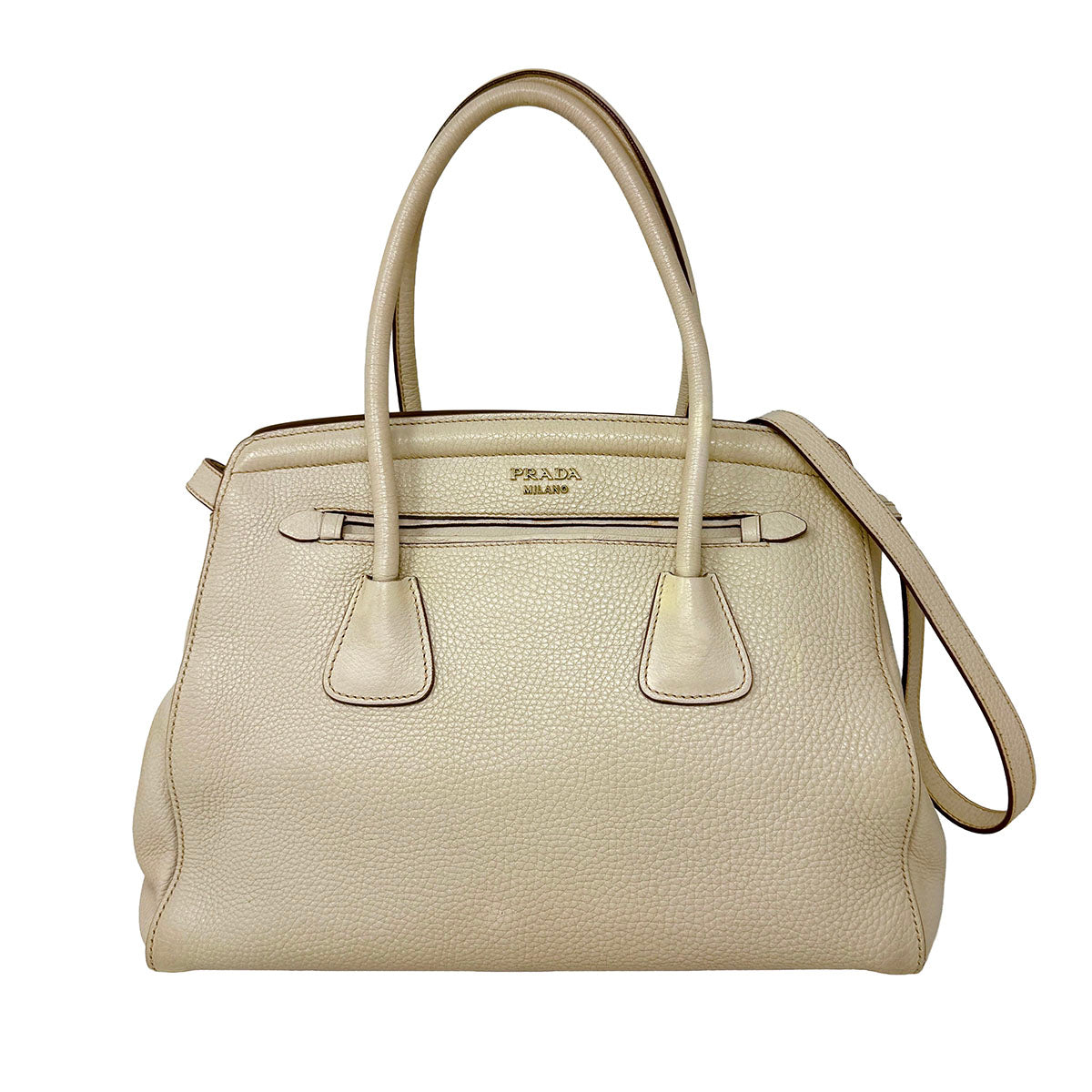 Prada Vitello Daino Pebbled Leather Frame Satchel