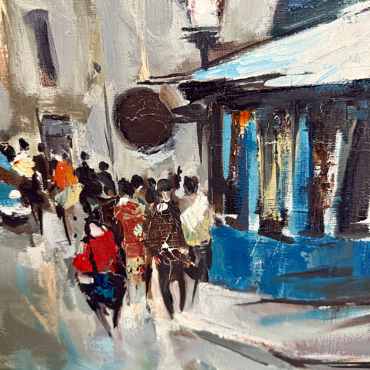 Parisian Street Scene Painting Signed 1968