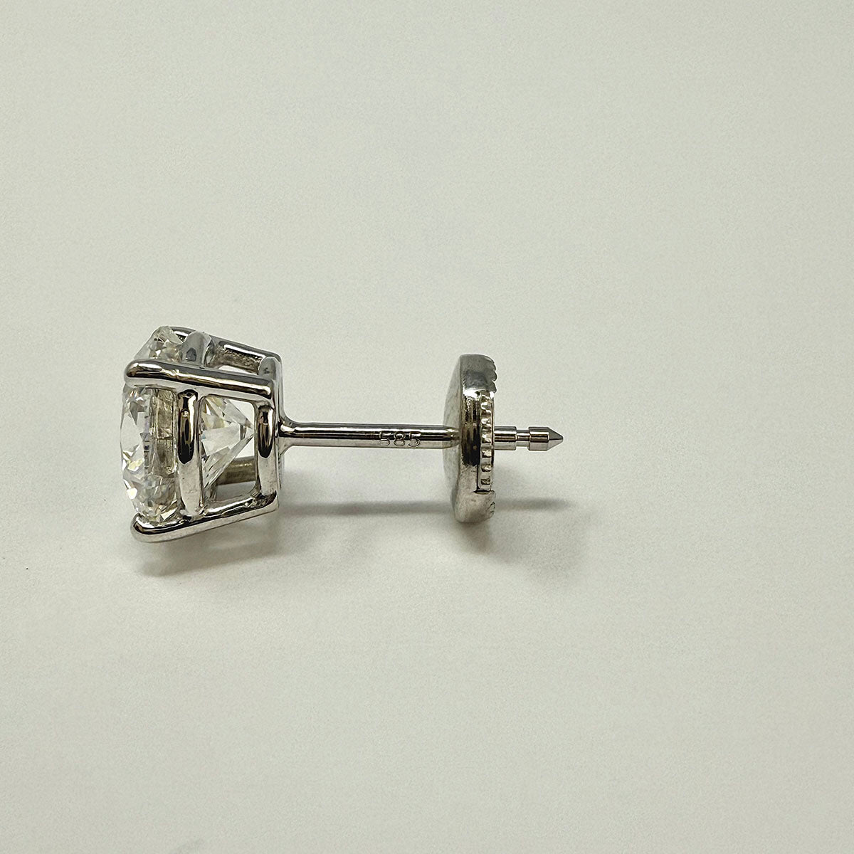 14K White Gold Lab Grown 3.12ct Diamond Stud Earrings