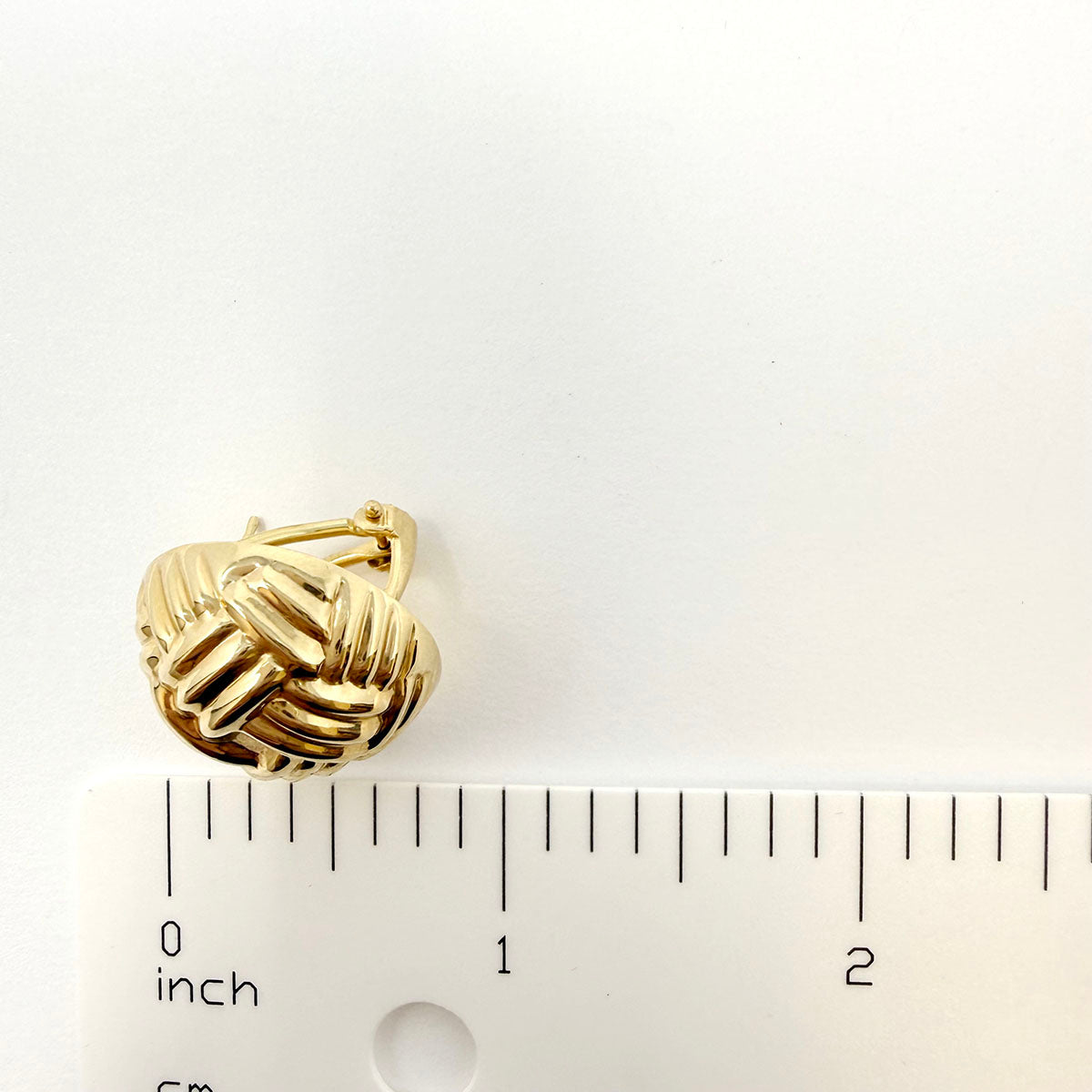 14K Gold Basket Weave Dome Earrings