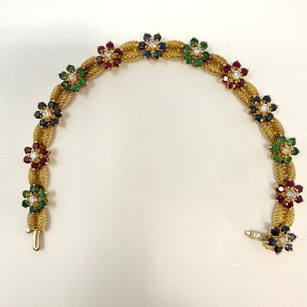 14K Gold Ruby, Emerald, Sapphire and  Diamond Bracelet - appraisal