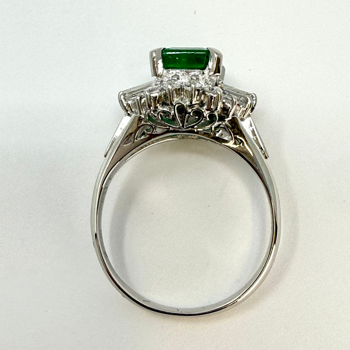 Platinum Emerald and Diamond Ring