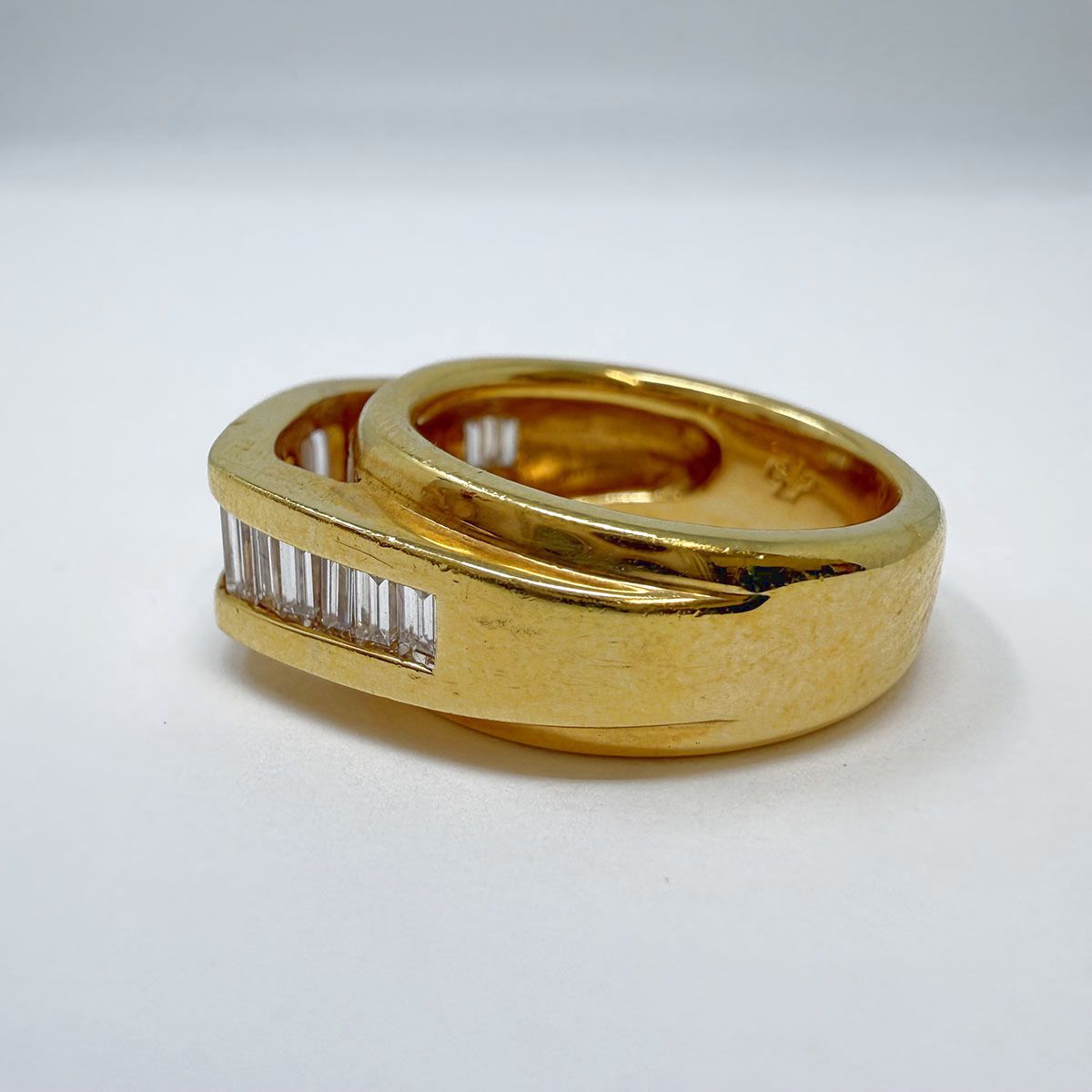 Susan Berman 18K Gold Ring with18 Straight Baguette  Diamonds