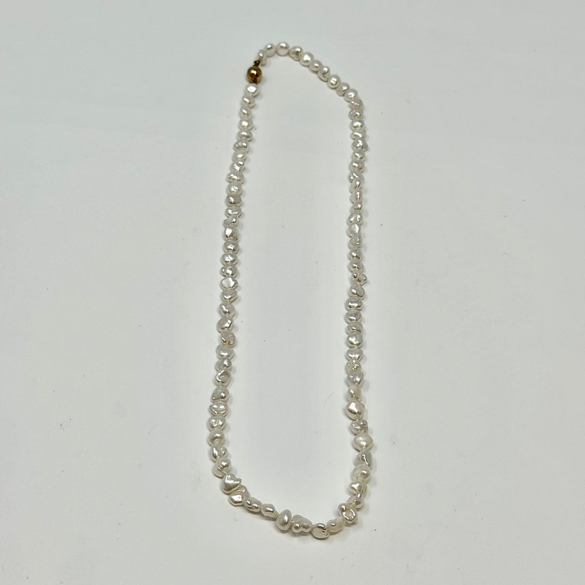 Biwa Cultured Pearl Necklace with 14K Gold Ball Clasp