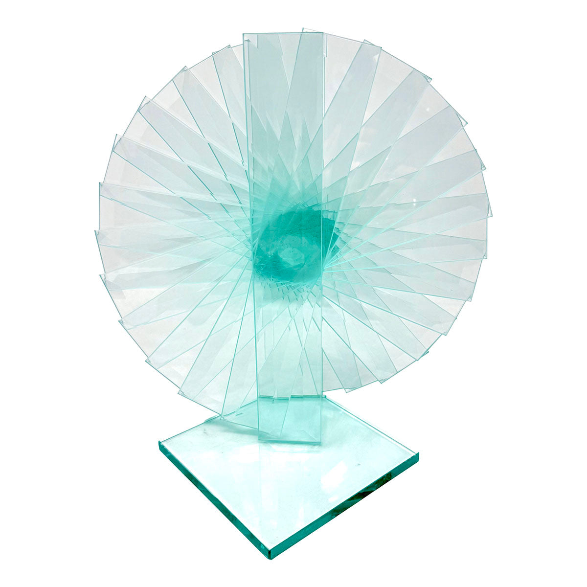 Spiral Motion Glass Sculpture, Signed