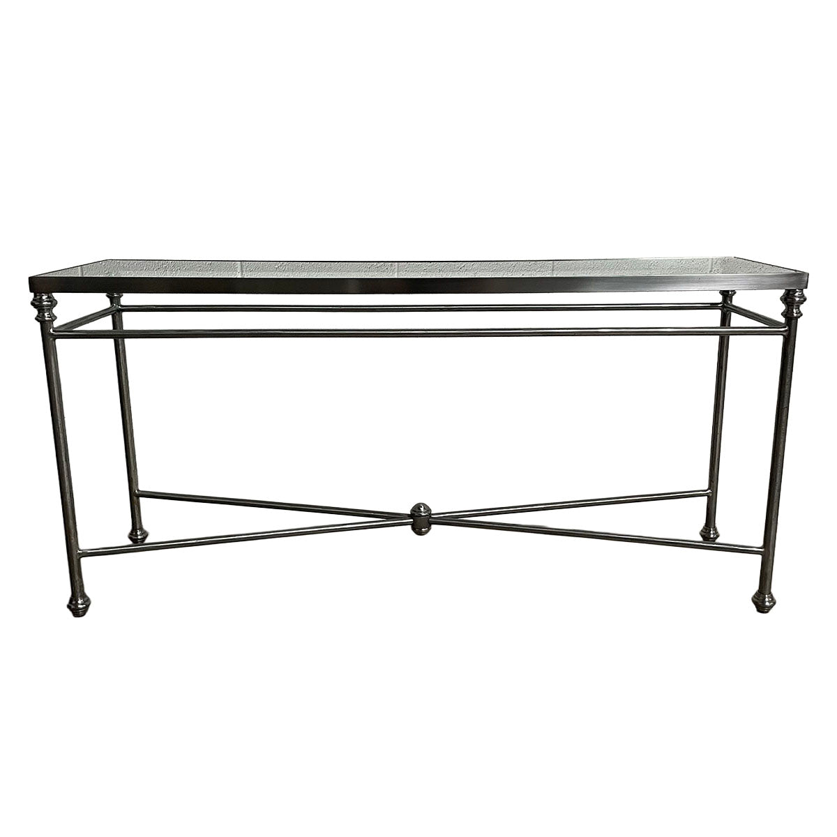 Glass-Top Console Table with Metal Frame