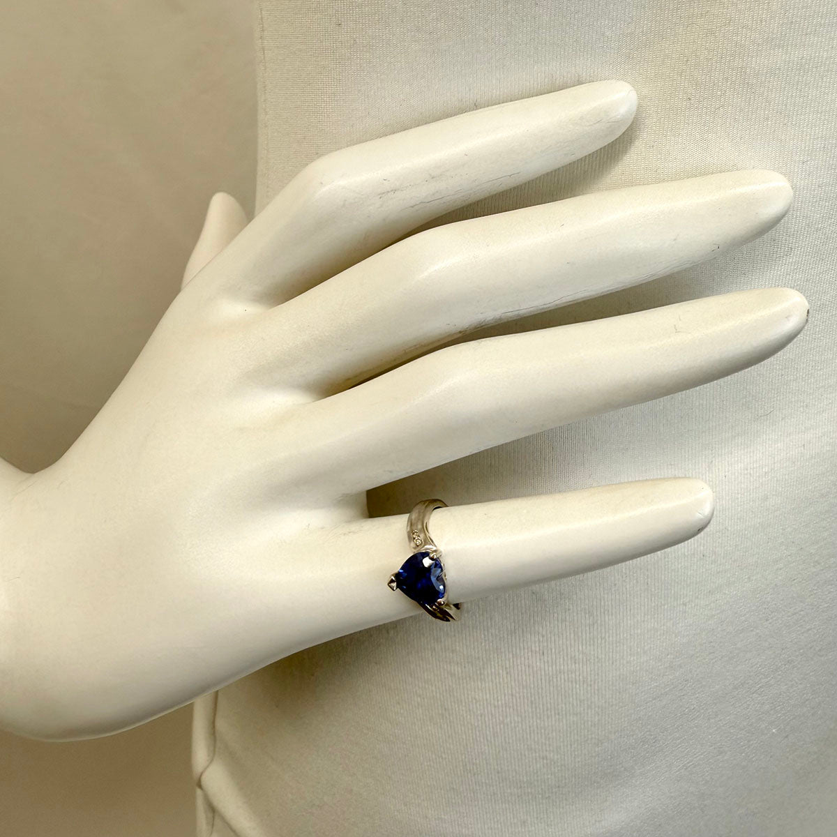 14K White Gold Ring with Diamonds and Sapphires